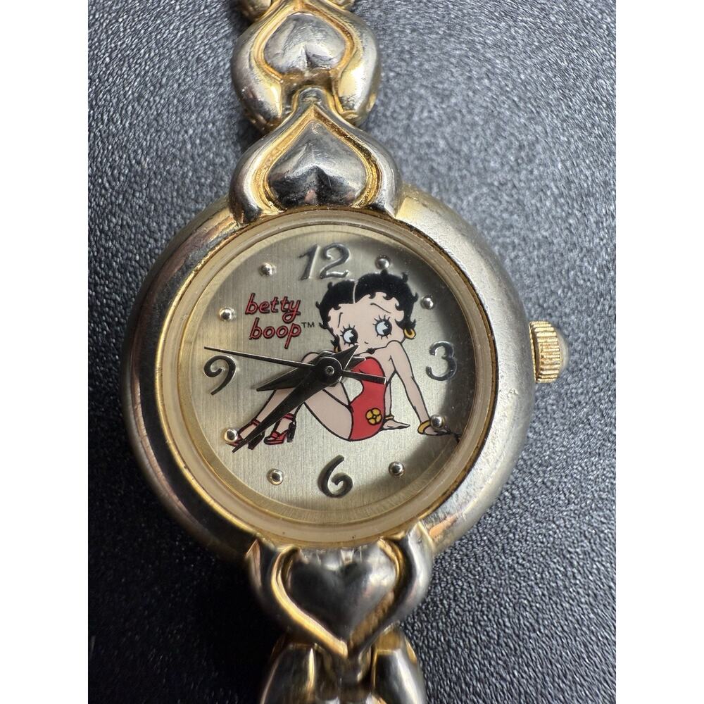 Vintage Valdawn Betty Boop Womens Analog Quartz Watch Stainless Steel BB5148